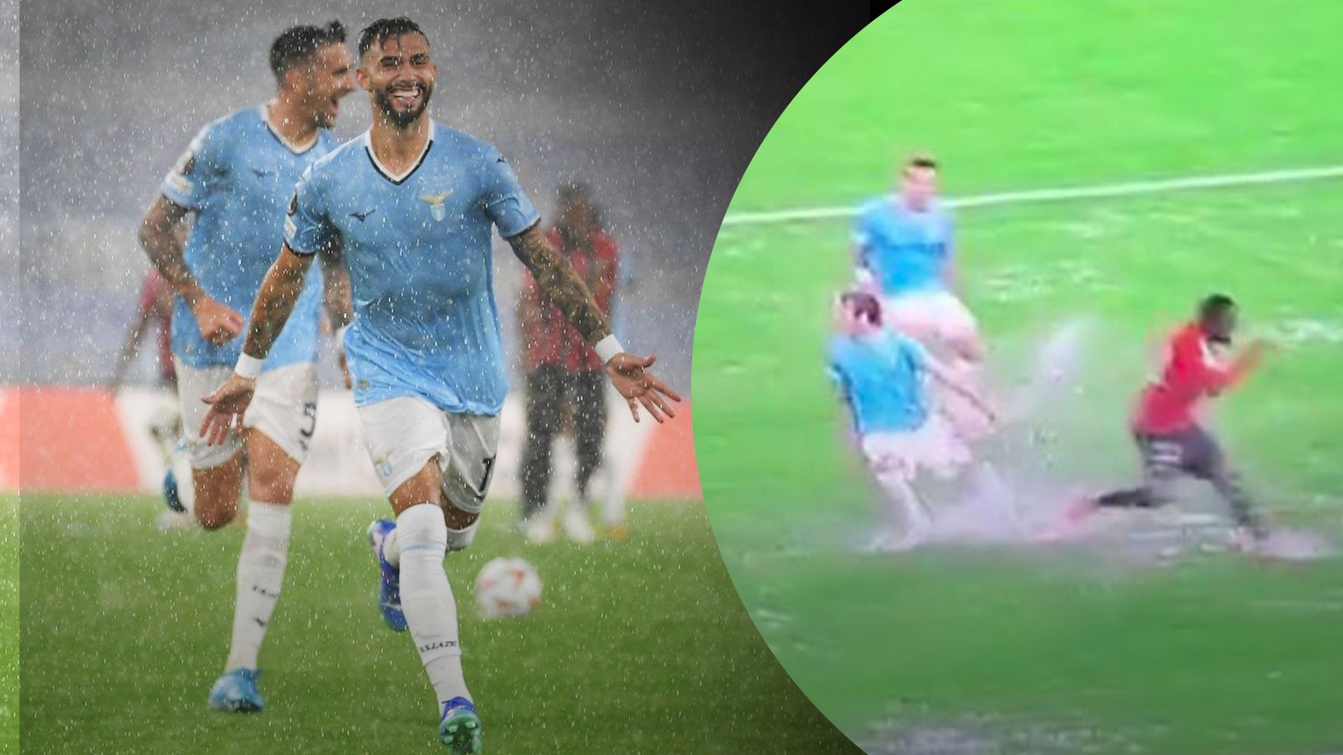 Лацио и Ницце пришлось играть по ливню Лацио и Ницце пришлось играть по ливню