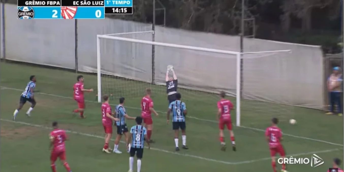 В молодежном чемпионате Бразилии U-20 футболист Гремио забил уникальный гол руками - видео гола В молодежном чемпионате Бразилии U-20 футболист Гремио забил уникальный гол руками - видео гола
