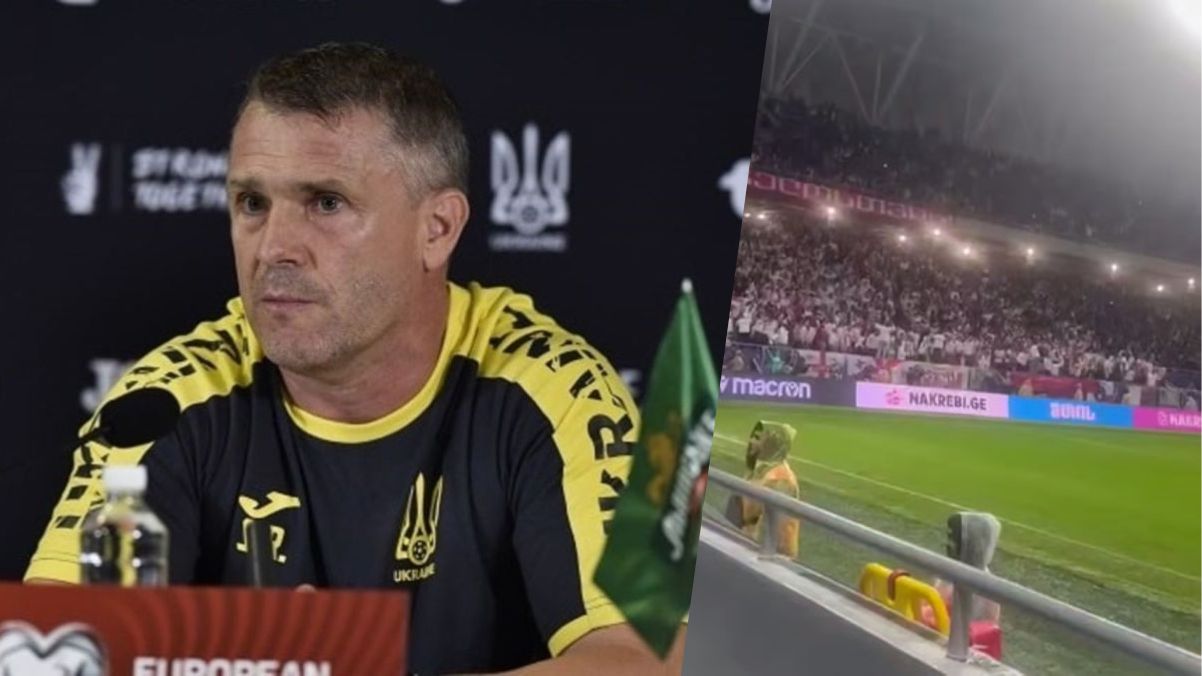 Сергей Ребров отметил фанатов сборной Грузии во время матча с Украиной Сергей Ребров отметил фанатов сборной Грузии во время матча с Украиной