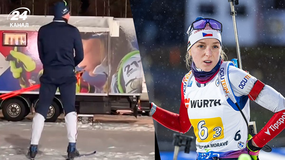 Норвежский биатлонист помочился на изображение Маркеты Давыдовой - видео Норвежский биатлонист помочился на изображение Маркеты Давыдовой - видео