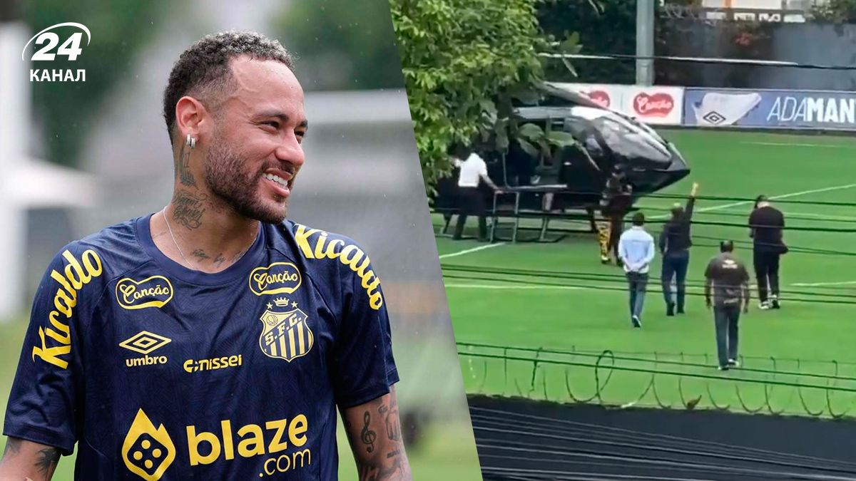 Неймар на вертолете прилетел на первую тренировку в Сантосе - видео Неймар на вертолете прилетел на первую тренировку в Сантосе - видео