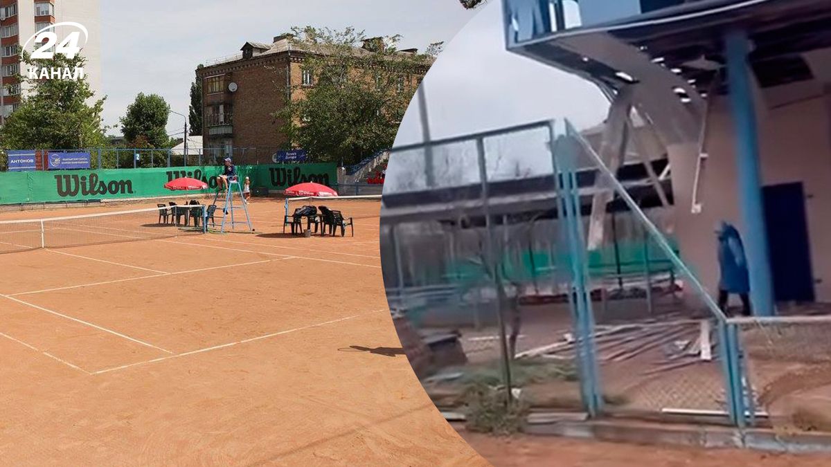 Атака на Київ 12 квітня 2025 - від удару шахедами постраждав тенісний корт Антей Атака на Київ 12 квітня 2025 - від удару шахедами постраждав тенісний корт Антей