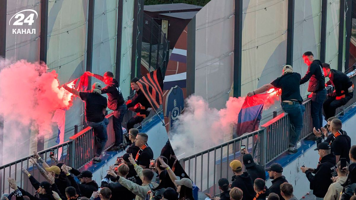 Кубок Украины - болельщики Шахтера сожгли флаги России и ДНР Кубок Украины - болельщики Шахтера сожгли флаги России и ДНР