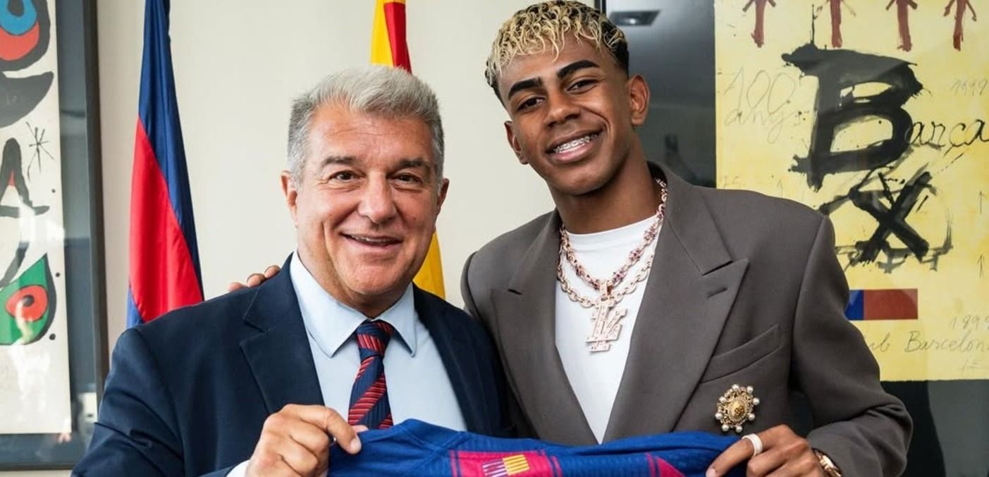 Ламин Ямаль с Жоаном Лапортой Ламин Ямаль с Жоаном Лапортой